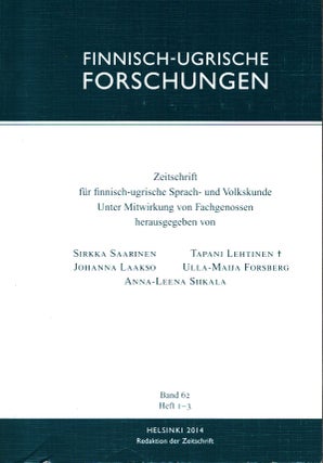 Item #1169 Finnisch-Ugrische Forschungen : Zeitschrift für finnisch-ugrische Sprach- und...