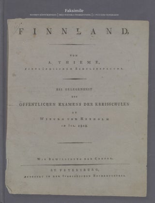 Item #2891 Finnland. August Thieme, Robert Schweitzer