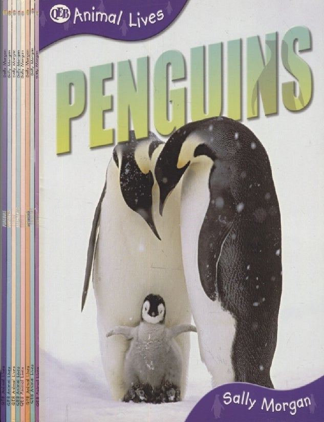 Item #2995 Books Are Fun 8 Title Animal Lives Set : Penguins : Whales : Lions : Elephants : Snakes : Spiders : Gorillas : Tigers. Sally Morgan.