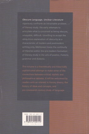Obscure Language, Unclear Literature : Theory and Practice from Quintilian to the Enlightenment