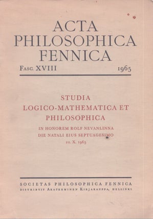 Item #4559 Studia logico-mathematica et philosophica in honorem Rolf Nevanlinna die natali eius...
