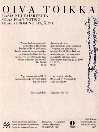 Oiva Toikka : Lasia Nuutajärveltä = Glas från Notsjö = Glass From Nuutajärvi