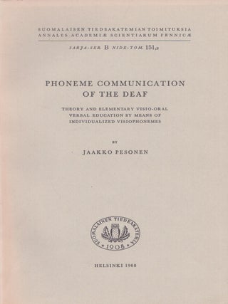 Item #5422 Phoneme Communication of the Deaf : Theory and Elementary Visio-oral Verbal Education...