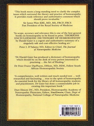 Thorsons Encyclopaedic Dictionary of Homoeopathy : The Definitive Reference to All Aspects of Homoeopathy