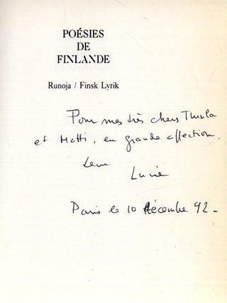 Poésies de Finlande : Runoja = Finsk Lyrik (Poésie en poche) - Signed
