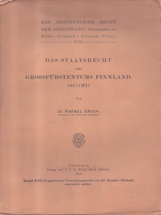 Item #7309 Das Staatsrecht des Grossfuerstentums Finland. Erich Rafael