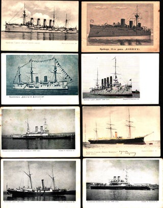 Item #801 Lot of 8 Russian Postcards of ships. Otto Leder