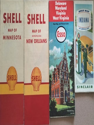 Item #8176 Set of 4 : 1950s US Road Maps (Shell, Esso, Sinclair