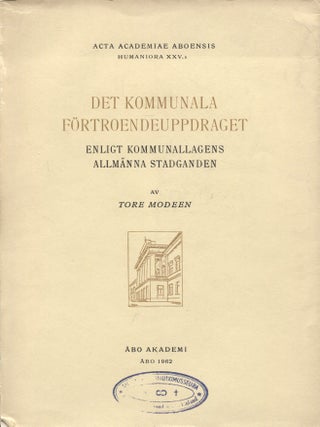 Item #8267 Det kommunala f&ouml;rtroendeuppdraget enligt kommunallagens allm&auml;nna stadganden. Tore...