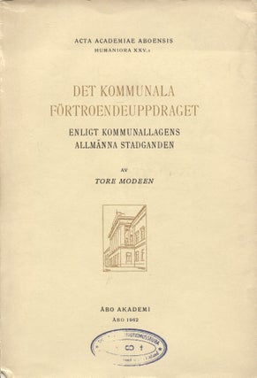 Item #8267 Det kommunala förtroendeuppdraget enligt kommunallagens allmänna stadganden. Tore...